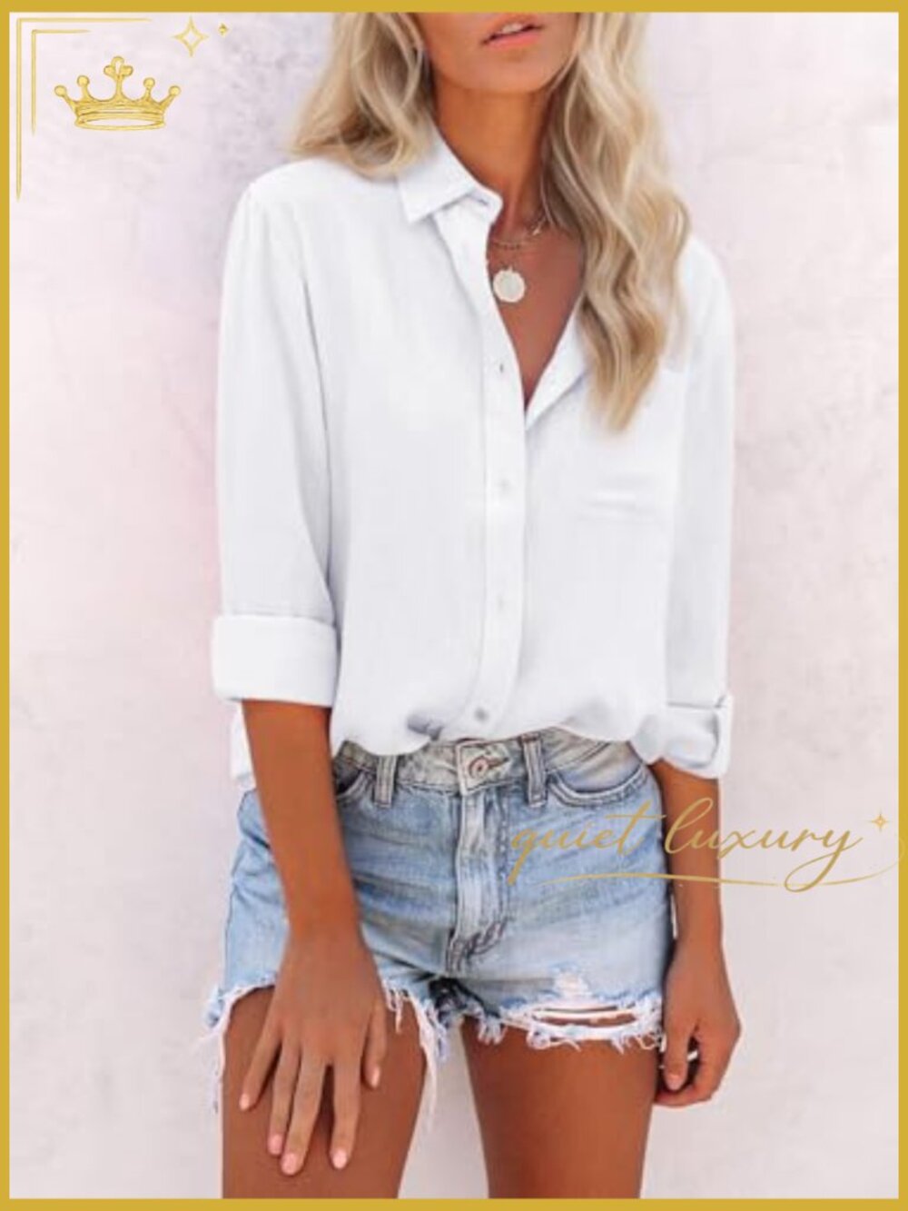 Women's Button Down Shirt Long Sleeve Cotton Oxford Work Blouse Collared Top - Picture 3 of 7